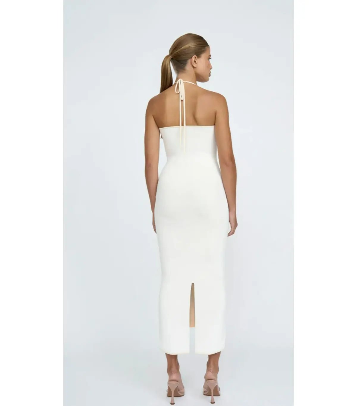By Johnny Caprera Knit Midi Dress in Ivory Bone Size XS / AU 6 photo 2