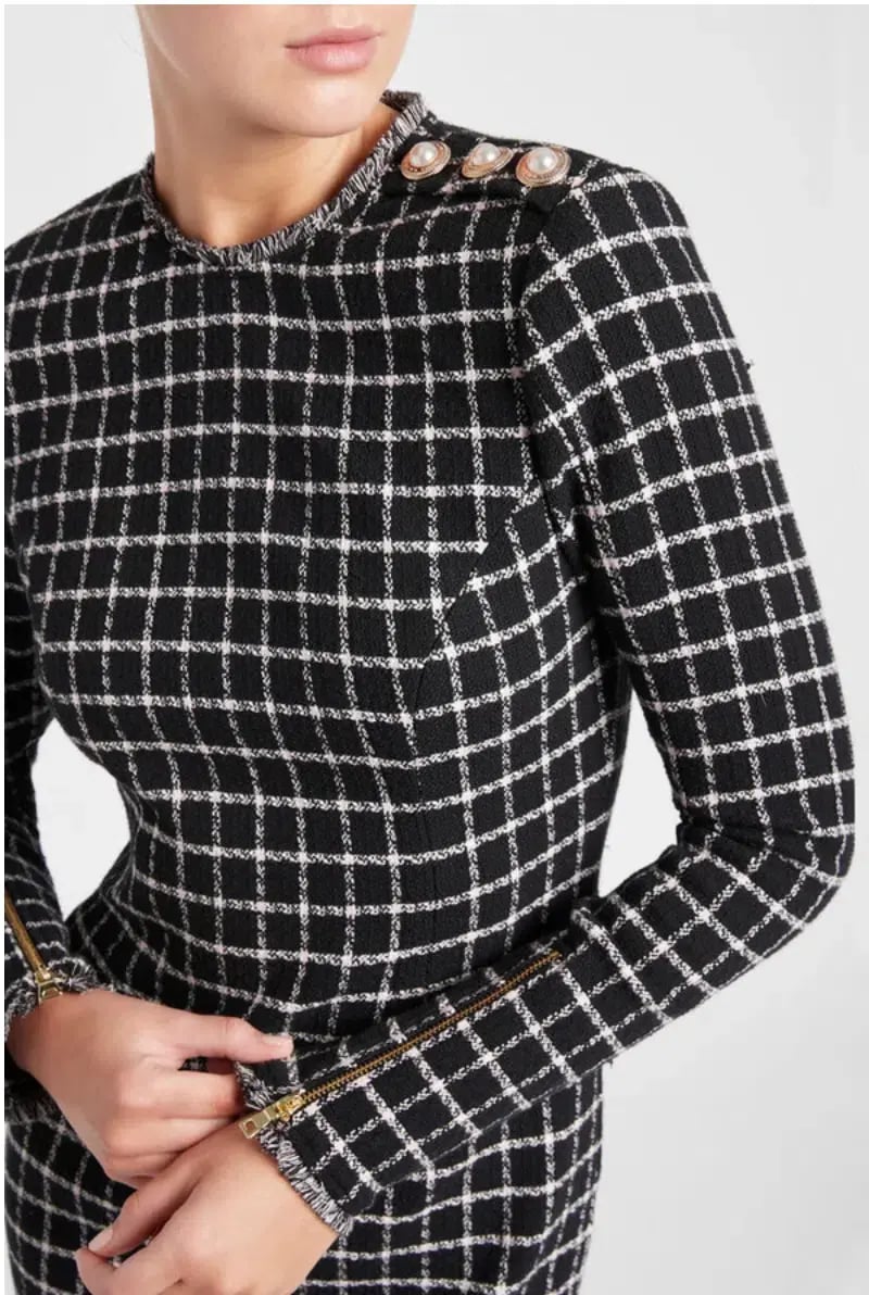 Rebecca Vallance Cory Mini Dress in Black Check Size AU 14 photo 2