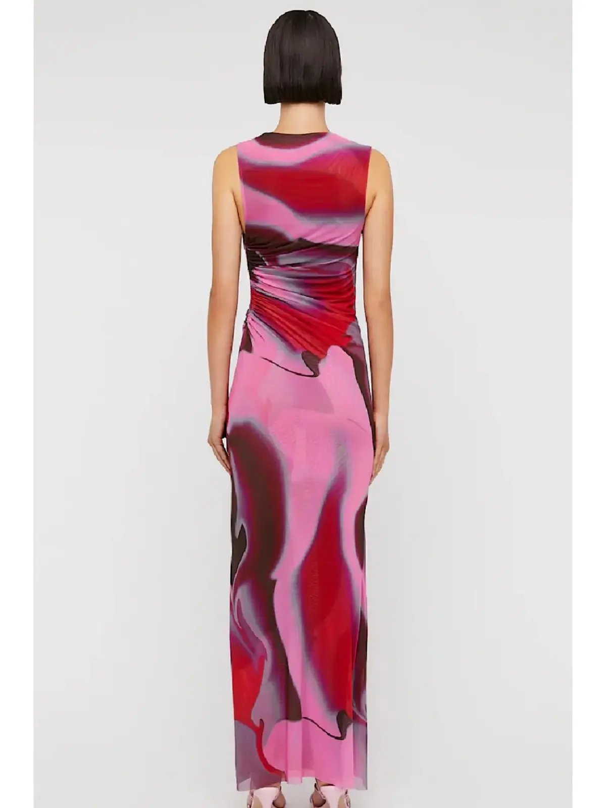 Scanlan Theodore Italian Watercolour Mesh Dress in Raspberry Size AU 8 photo 2