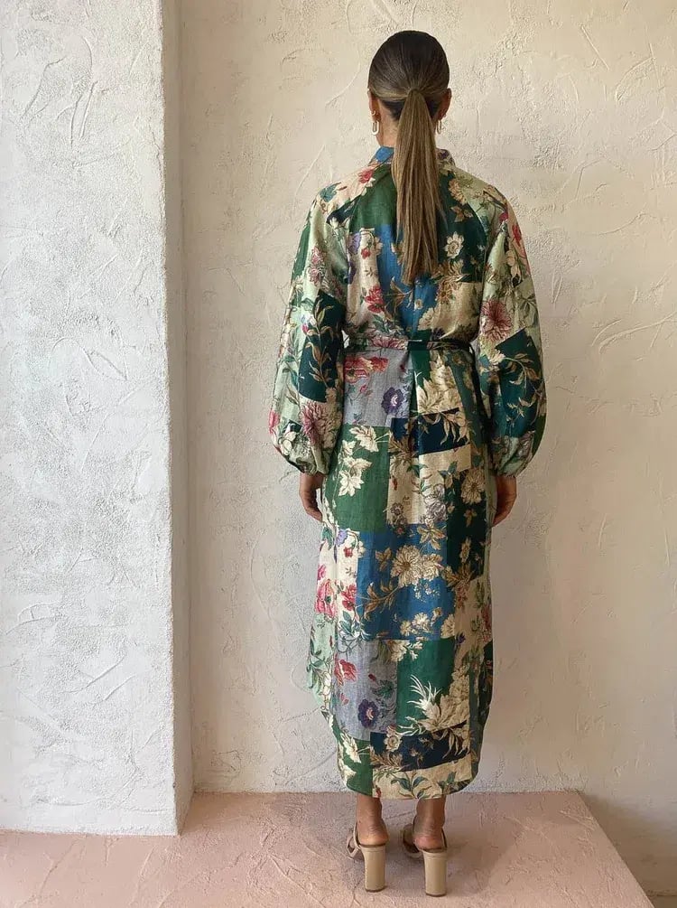 Alemais Loretta Patchwork Shirtdress In Sage Floral Size 16 photo 8