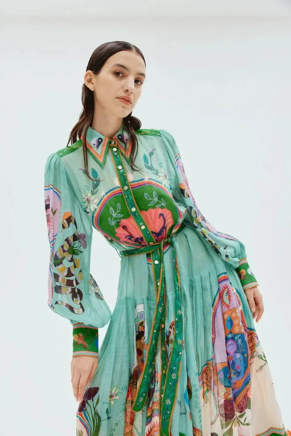 Alemais Evergreen Shirtdress Multi Size 10 photo 2