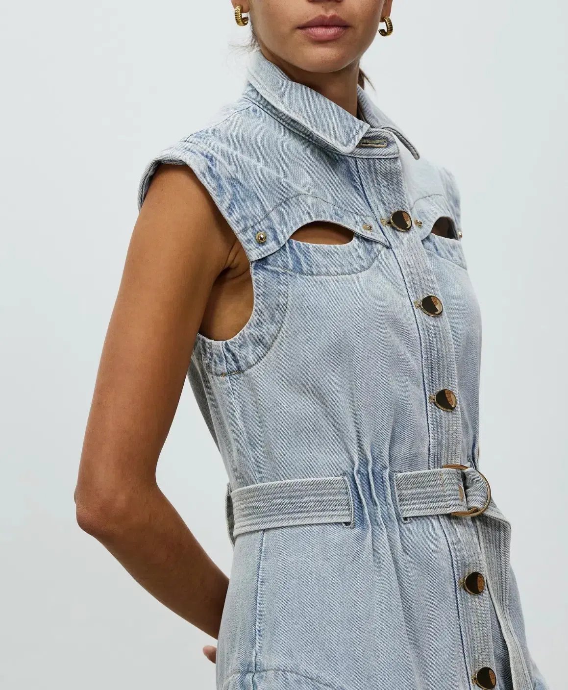 Acler Blake Denim Dress Ice Wash Blue Size 8 photo 3