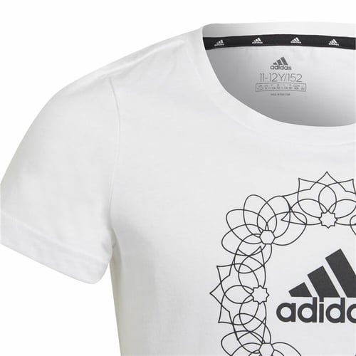 Børne Kortærmet T-shirt Adidas Graphic Hvid_4