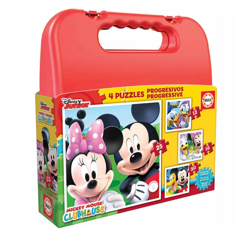 4-Puzzle Set Disney Mickey Mouse Progressive Educa (12-16-20-25 pcs)_0