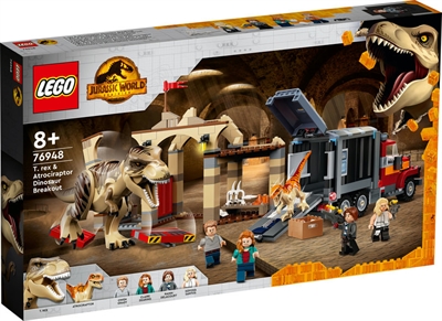 LEGO Jurassic world T. rex og atrociraptor på dinosaurflugt   _0