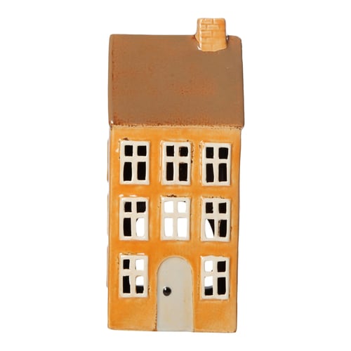 Nyhavn hus t/fyrfadslys Gul H24cm   _0