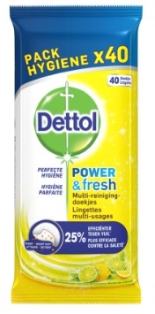 Dettol Power & Fresh Wipes med citrus och lime 40 st. - picture