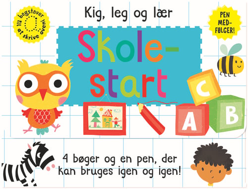 Skriv og visk ud - Skolestart (kuffert med 4 bøger og pen)