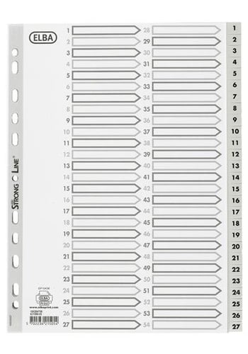 Elba 400020558 Tab-Register Numerischer Registerindex Polypropylen (PP) Blau, Grau, WeiæŸ - picture