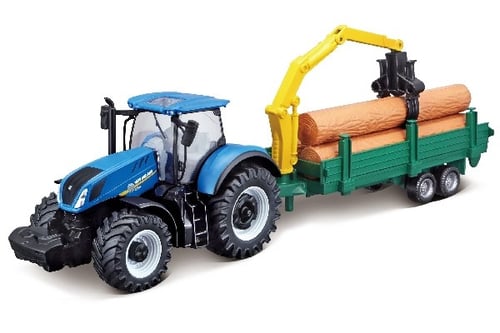 Tractor w/tree forwarder N.H. T7.615 10cm blue_0