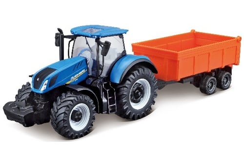 Tractor w/tipping trailer N.H T7.615 10cm blue_0