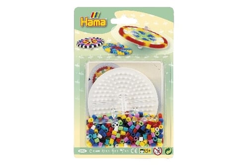 Hama rund plade m/perler & connector i blister - picture