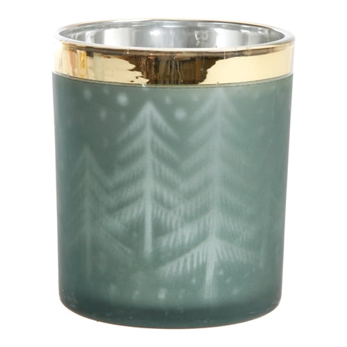 Candle holder for T-light, H 10cm, Dia. 9cm, Dark green - picture