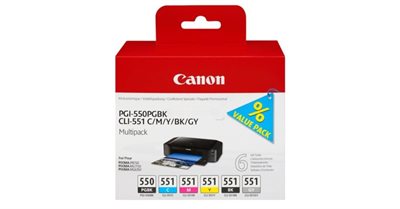 Canon PGI-550 / CLI-551 6496B005 CMYK/GR/PBK Multipack, 50 ml_0