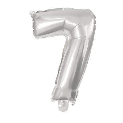 Folie ballon i sølv farve, nr 7, str: 31-33 cm_0