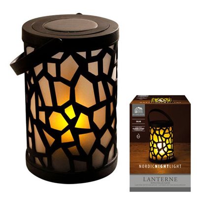 Solar plastic lantern w/fire effect, H 16,5cm, Dia. 11cm, Black, 1/colorbox_0