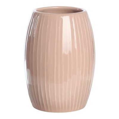 Riflet lyserød vase - 16 cm, H 16cm, Dia. 10,4cm, Nude_0