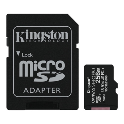 Kingston, 256GB micSDHC C Select+ 100R A1 C10 Card + Adpt. - picture