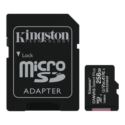 Kingston, 256GB micSDHC C Select+ 100R A1 C10 Card + Adpt._0