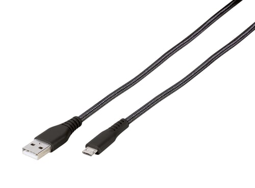 Vivanco Micro USB-kabel lang levetid 2.5m Sort   _2
