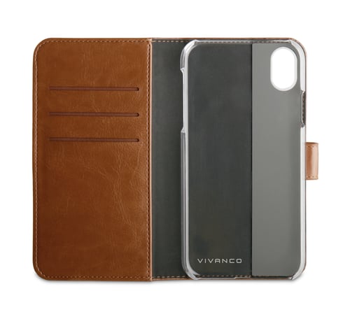 Vivanco Wallet view deksel Iphone XR brun_2