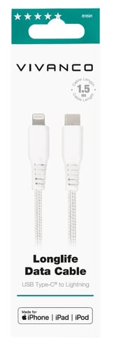 Vivanco Longlife USB-C/Lightning-kabel 1.5m Hvid   _1