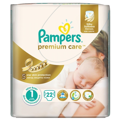 Pampers Blöjor stl. 1 - Premium Care Newborn Blöjor (2-5 kg) 22 st. - picture