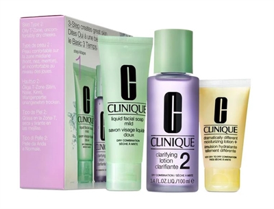 Clinique 3-Step Creates Great Skin Type 2 180ml Dry Combination Facial Soap 50ml/Clarifying Lotion 100ml/Moisturizing Lotion 30ml_0