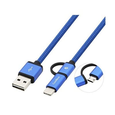 USB-kabel til Micro USB og USB C CoolBox COO-CAB-U2MC, Blå_0