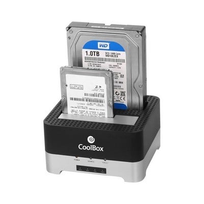 Ekstern Boks CoolBox COO-DUPLICAT2 2,5"-3,5" SATA USB 3.0 Sort Hvid - picture