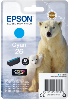Epson 26 C13T26124012 Cyan Bläckpatron, 300 sider_0