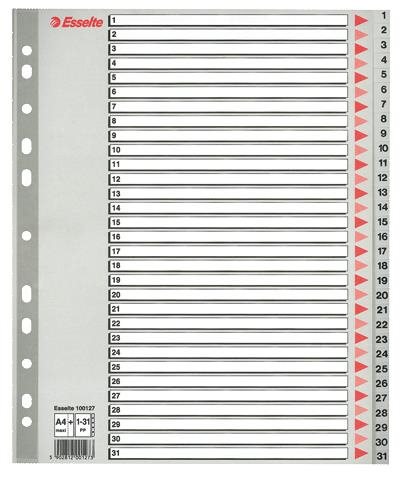 Esselte 100127 Tab-Register Numerischer Registerindex Polypropylen (PP) Grau_0