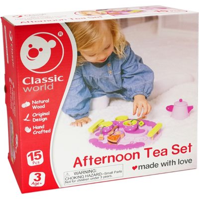 Tesæt i træ m/15 dele i Pink +3år