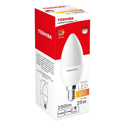 Toshiba Candle 3W (25W) 250lm 2700K 80Ra ND E14 LED BULB_0