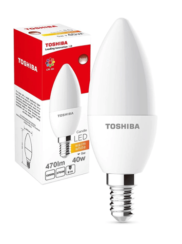Toshiba Candle 5W (40W) 470lm 2700K 80Ra ND E14 LED BULB_0