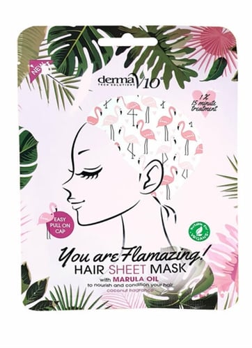 Derma V10 Flamingo Hair Sheet Mask Marula Oil 1Pk_0