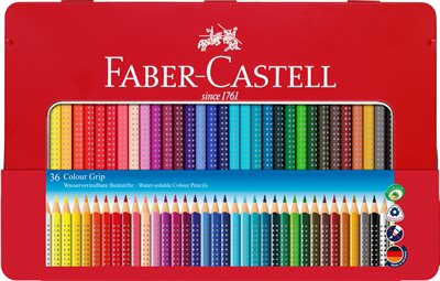 Faber-Castell - Coloured pencil Colour Grip tin of 36 (112435)_0