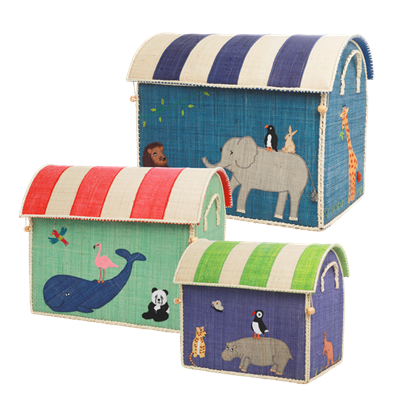 Rice - Large Set of 3 Toy Baskets - Animal Theme_0