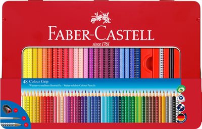 Faber-Castell - Colour Grip Akvarel Farveblyanter - Metalæske med 48 stk (112448) - picture