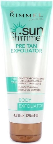 Rimmel London Sun Shimmer Body Exfoliator Pre Tan 125ml Gently Exfoliate Longer Lasting_0