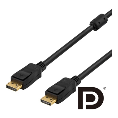 Deltaco, DisplayPort 1.2 male to male w/fer 4K UHD 2m Blk_0