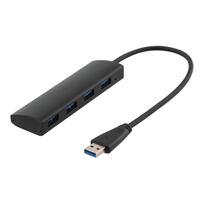 Deltaco, USB 3.1 Gen 1 hub, 4xType A hun, aluminium, 0,3m, sort_0