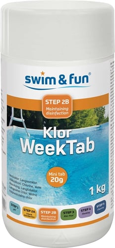 Swim&Fun Klor WeekTab Langsomklor 20 gr 1 kg_0