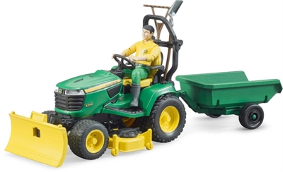 Bruder -  BWorld John Deere Lawn Tractor with trailer and gardener (62104)_0