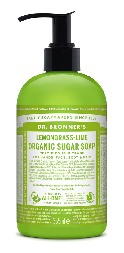 Dr. Bronner's - Organic Sugar Soap Lemongrass Lime 355 ml_0