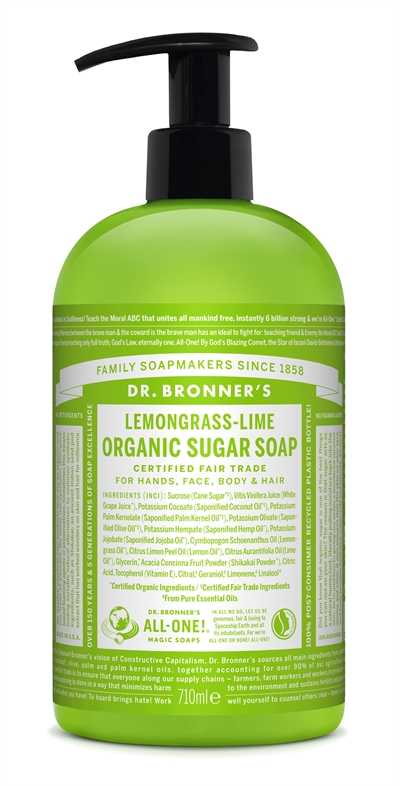 Dr. Bronner's - Organic Sugar Soap Lemongrass Lime 710 ml_0