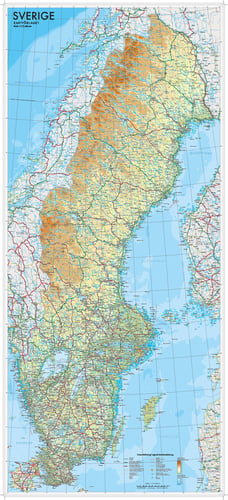 Sverige väggkarta Kartförlaget 1:1,3 milj, miljö i papptub - picture