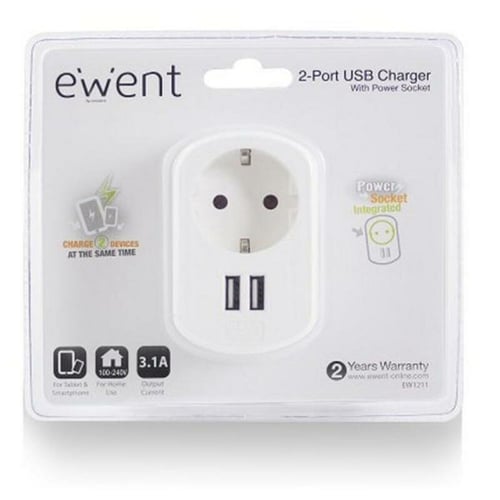 Vægstik med 2 USB-porte Ewent EW1211 3,1 A_2