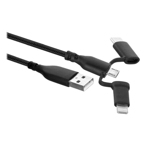 USB-kabel til USB-C og Lightning Ewent EW1376 (1 m) Sort_0