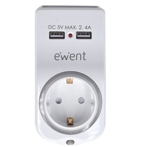 Vægstik med 2 USB-porte Ewent EW1225 16A 3680 W_0